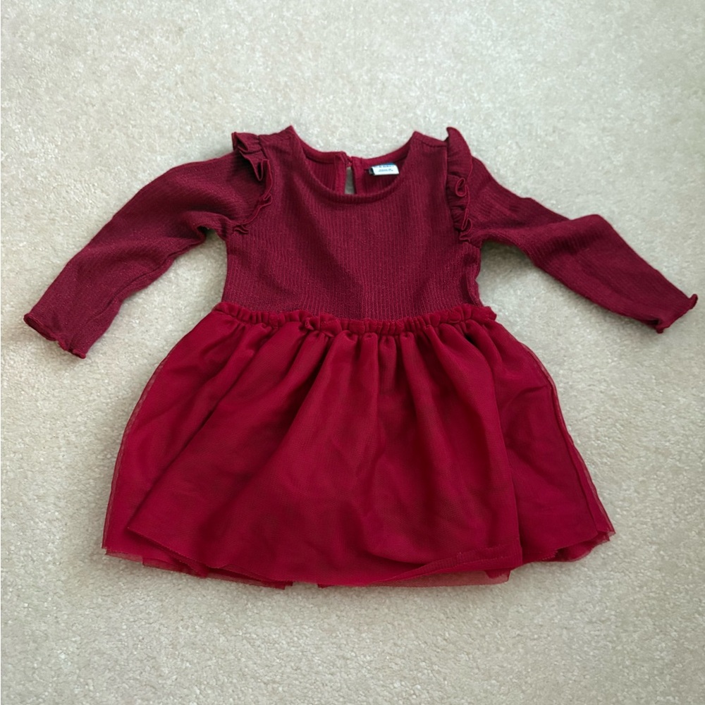 Old Navy Burgundy Long-Sleeve Tulle Skirt Dress